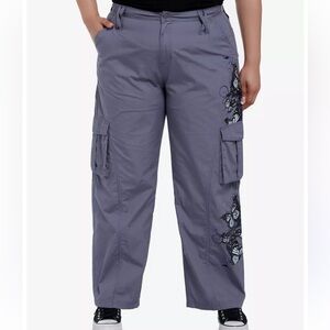 Hot Topic butterfly decal purple/grey cargo pants